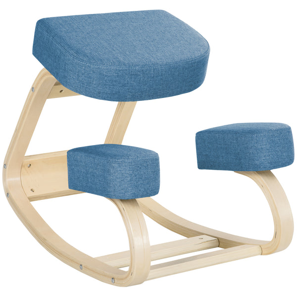 Sedia Ergonomica con Inginocchiatoio 51x69x58 cm in Betulla e Poliestere Blu online