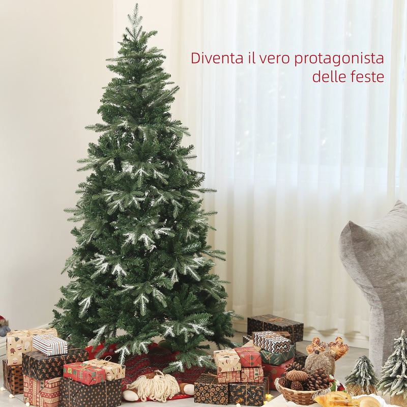 Albero di Natale Artificiale Innevato 180 cm 850 Rami Apertura a Cerniera Verde-4