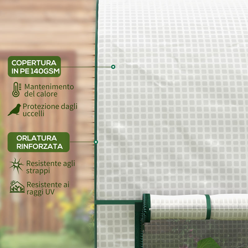 Serra da Giardino 2 m² 200x100x178 cm 2 Porte Avvolgibili Copertura in PE Bianco  -5