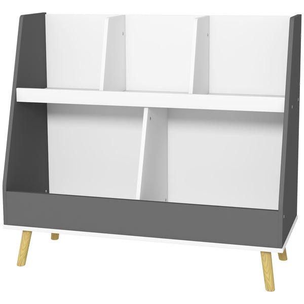 sconto Mobile Portagiochi per Bambini a 2 Livelli con 5 Scomparti 80x34x79 cm in Legno Grigio