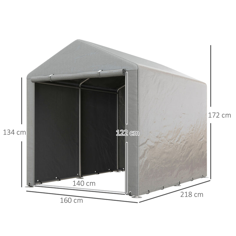 Capanno Box per Attrezzi da Giardino 160x218x172 cm Tenda in PE anti UV e Acciaio Grigio chiaro-3