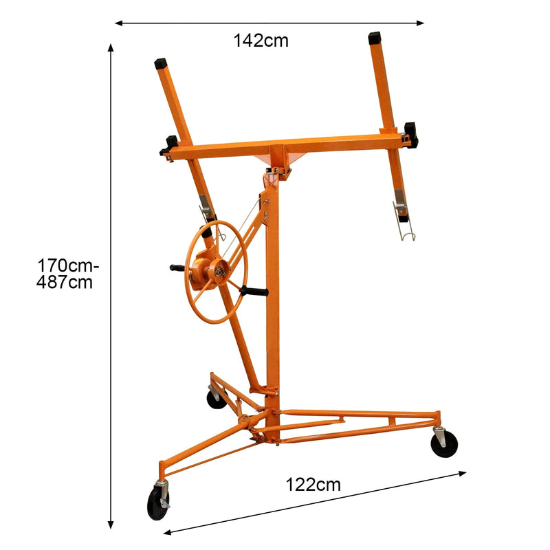 Carrello Alzalastre Alzapannelli 122x142x170-487A cm per Cartongesso Pannelli 120-490 cm Arancione -3