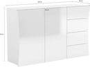 Mobile Multiuso 2 Ante 4 Cassetti 124x40x81 cm Arco Bianco Lucido-3