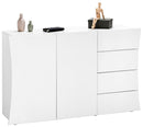 Mobile Multiuso 2 Ante 4 Cassetti 124x40x81 cm Arco Bianco Lucido-1