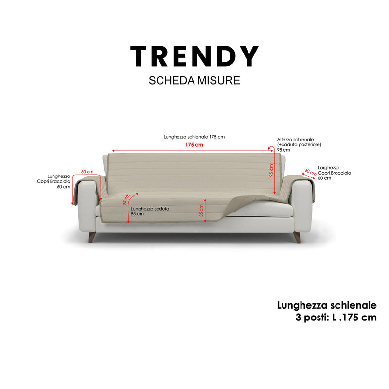 Copridivano Impermeabile Trapuntato 3 Posti Double Face in Microfibra Tortora/Panna-3