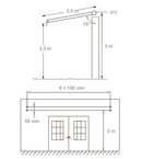 Tenda da Sole Barra Quadra 2x2,5m Tessuto in Poliestere Grigio Cenere-3