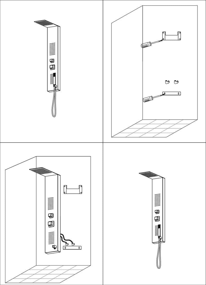 Colonna Doccia Idromassaggio in Acciaio Top Slim Nero Opaco-6