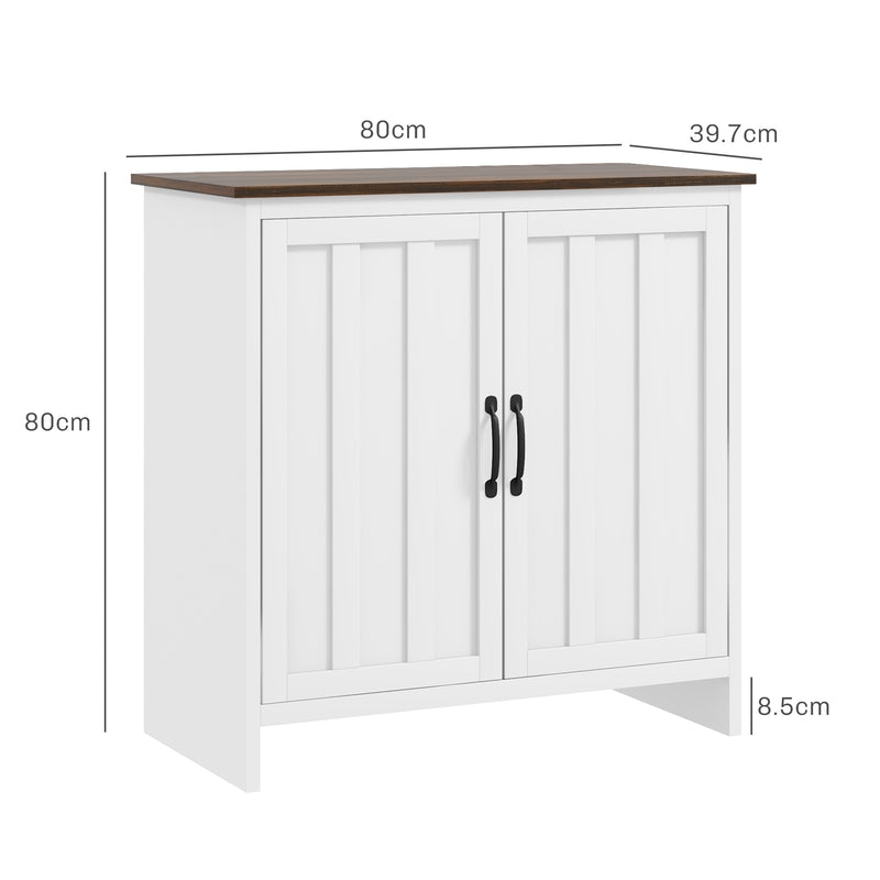 Credenza a 2 Ante Perlinate Ripiano Regolabile 80x39,7x80 cm Bianco -3