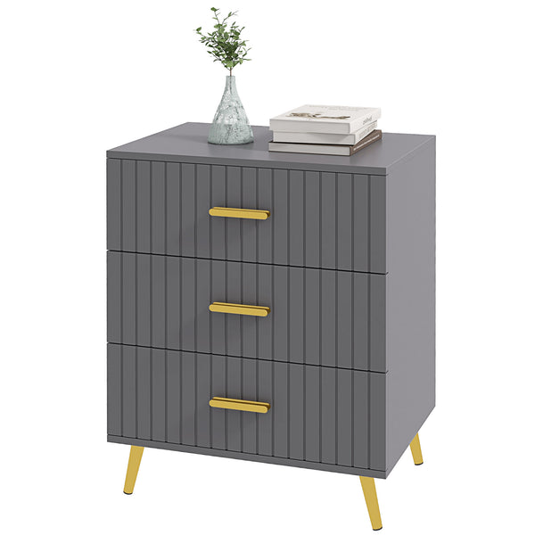 Cassettiera 3 Cassetti Design Moderno 60x40x71,5 cm in Legno e Alluminio Oro e Grigio Scuro online