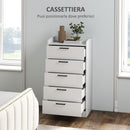 Cassettiera 5 Cassetti 60x40x114 cm in Legno Bianco  -4