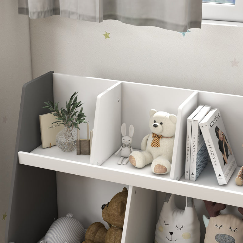 Mobile Portagiochi per Bambini a 2 Livelli con 5 Scomparti 80x34x79 cm in Legno Grigio-8