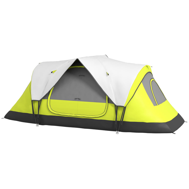 Tenda da Campeggio 4 posti con 2 Spazi Separati 450x215Px180 cm in Poliestere e Fibra di Vetro Verde-1