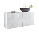 Madia Moderna 3 Ante Design a Scacchi Modello Dama 181x42x84 cm Bianco Lucido-1