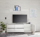 Mobile TV Moderno 1 Anta 2 Cassetti Jupiter 182x44x63 cm Bianco laccato lucido-3