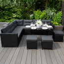 Set Salotto da Giardino 240x186x70 cm ad Angolo con Tavolo in Rattan Nero-2