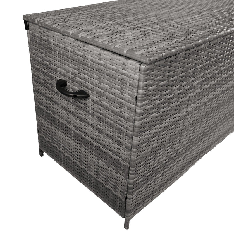 Baule da Esterno 138x70x80 cm in Rattan con Borsa Impermeabile Grigio -8