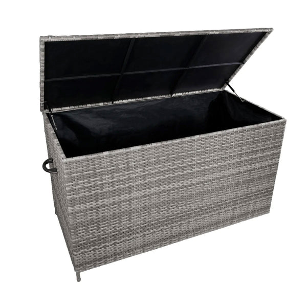 sconto Baule da Esterno 138x70x80 cm in Rattan con Borsa Impermeabile Grigio