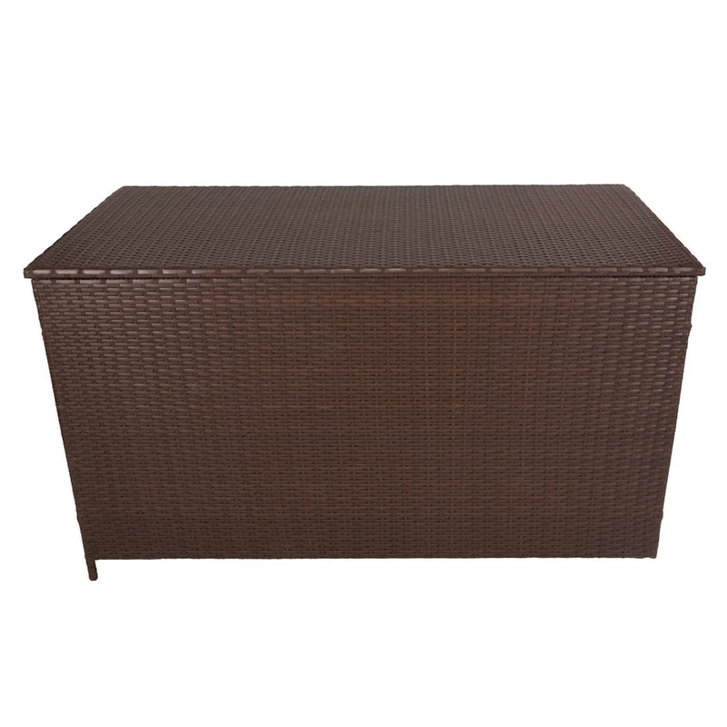 Baule da Esterno 138x70x80 cm in Rattan con Borsa Impermeabile Marrone -3