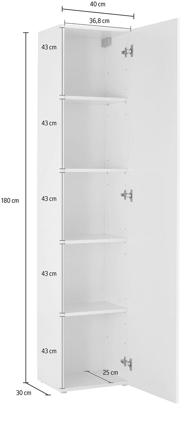 Armadio 1 Anta 40x30x180 cm Maruska Bianco Lucido-4