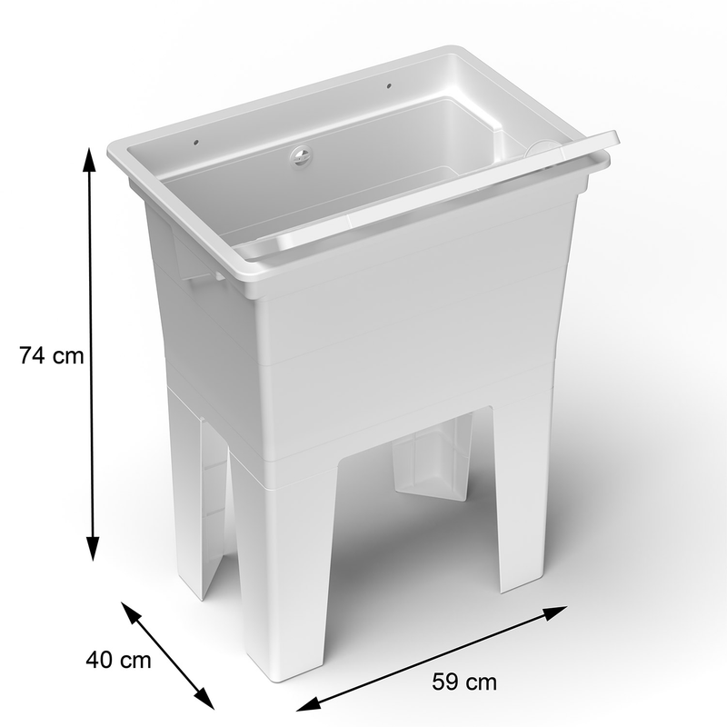 Mobile Lavatoio 59x40x74 cm Monoblocco in Resina PP Bianco    -4