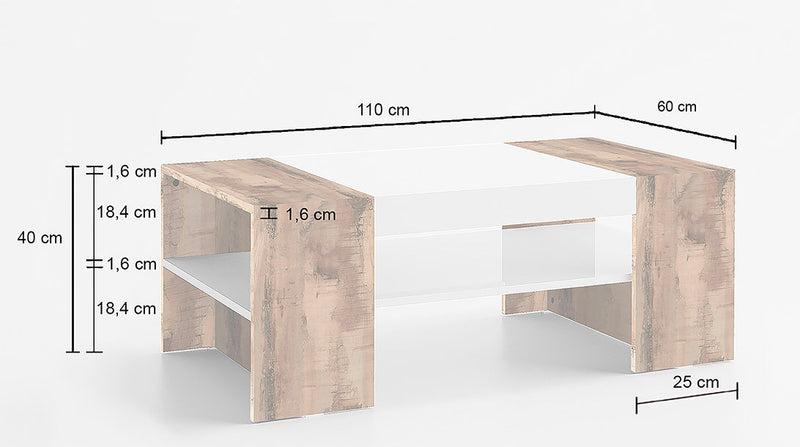 Tavolino da Caffè 110x60x40 cm Cherry Bianco Lucido e Acero Pereira-3