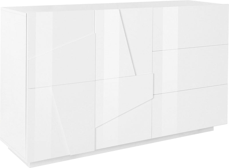 Credenza 2 Ante + 3 Cassetti 142,9x44,2x86 cm Ping Bianco Lucido-1