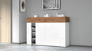 Scarpiera 4 Ante e 2 Ripiano a Ribalta 152x35x100 cm Savona 4A 1R Bianco Opaco/Rovere Wotan  -1