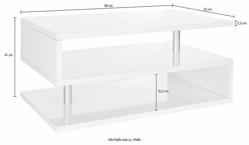 Tavolino a S con Ripiani a Giorno 90x41,5x55 cm Zeta Grigio Antracite  -4