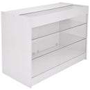 Set 3 Banconi Negozio Modulari Ripiani in Vetro in Laminato Bianco Brillante -2