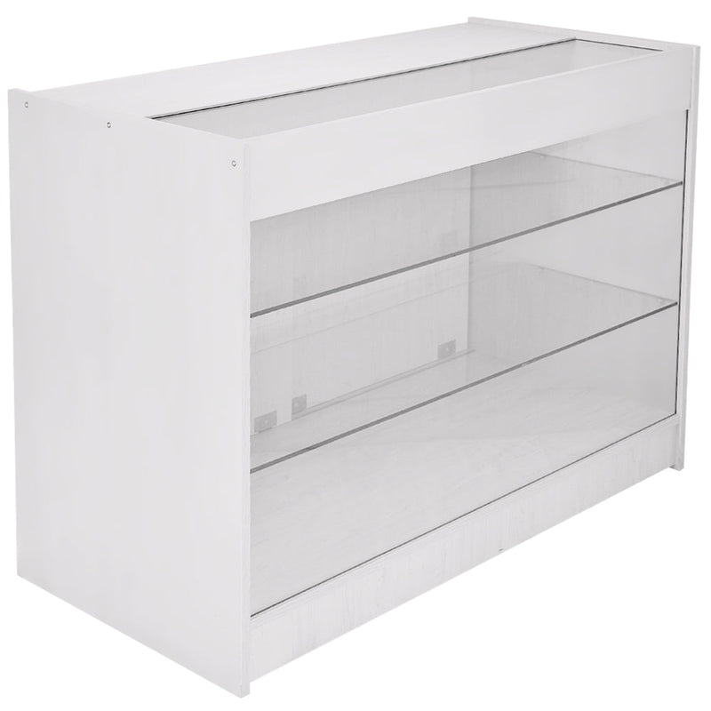 Set 3 Banconi Negozio Modulari Ripiani in Vetro in Laminato Bianco Brillante -2