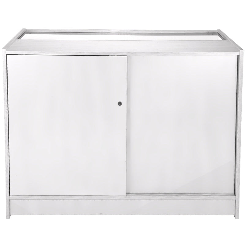 Set 3 Banconi Negozio Modulari Ripiani in Vetro in Laminato Bianco Brillante -4