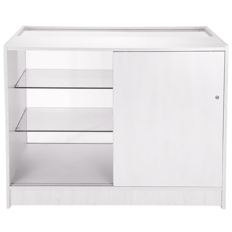 Set 3 Banconi Negozio Modulari Ripiani in Vetro in Laminato Bianco Brillante -3