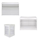 Set 3 Banconi Negozio Modulari Ripiani in Vetro in Laminato Bianco Brillante -1