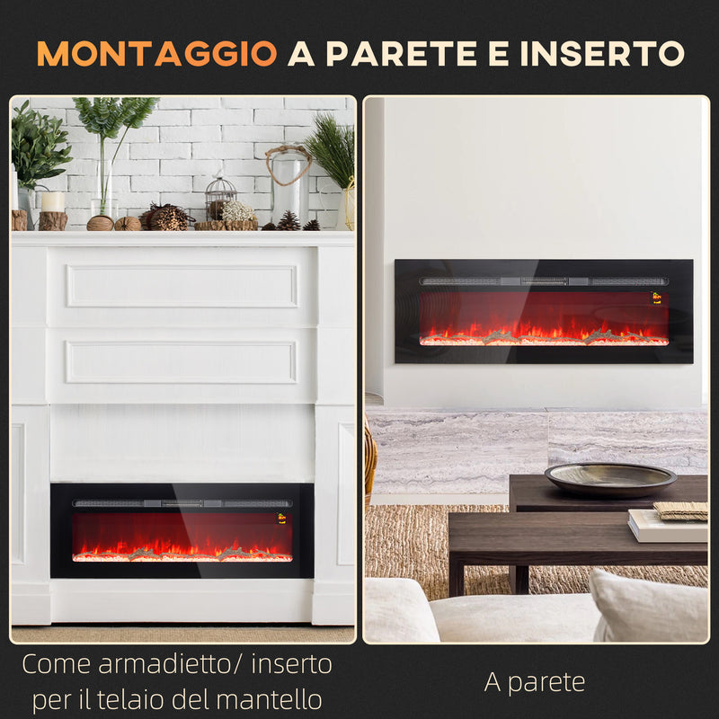 Camino Elettrico da Parete 1800W con Telecomando e Display LCD 127x15,8x45 cm Nero -7