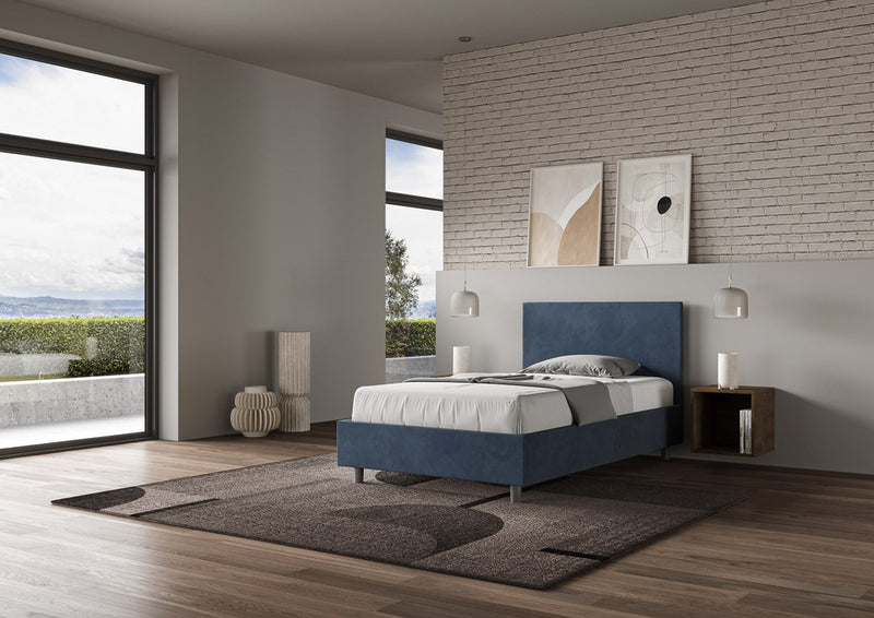 Letto Singolo 100x190 cm con Rete Adele Blu-4