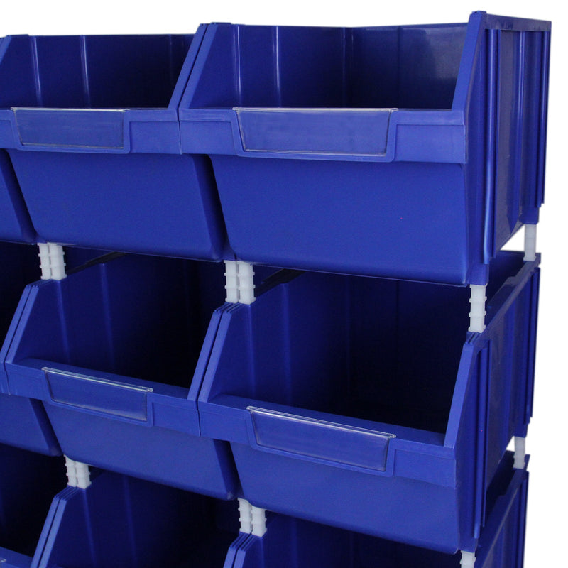 Set 12 Contenitori a Bocca di Lupo 28x42,5x26 cm in Plastica max 50 kg Blu -4