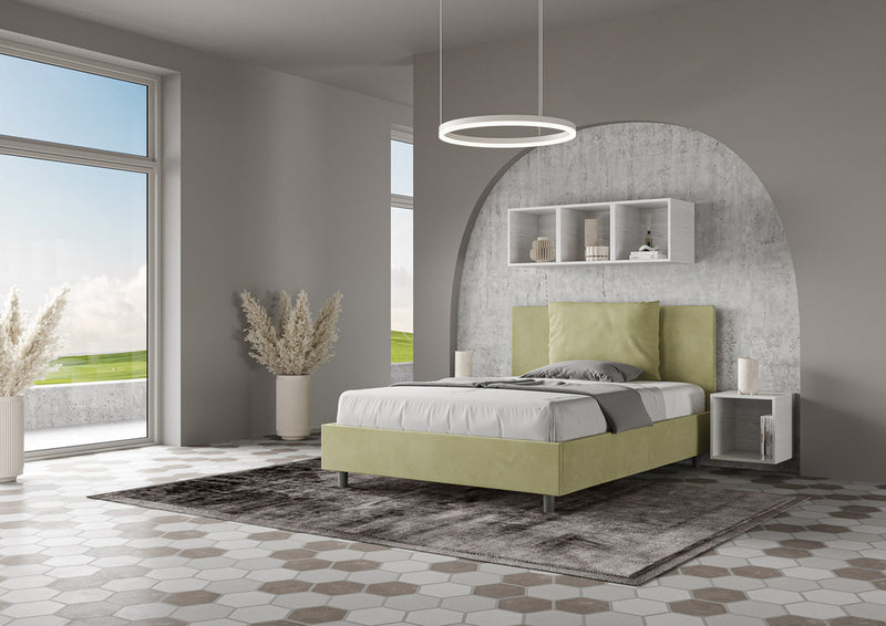 Letto 1 Piazza e Mezzo 130x190 cm con Rete e Contenitore Antea Tè Verde-4