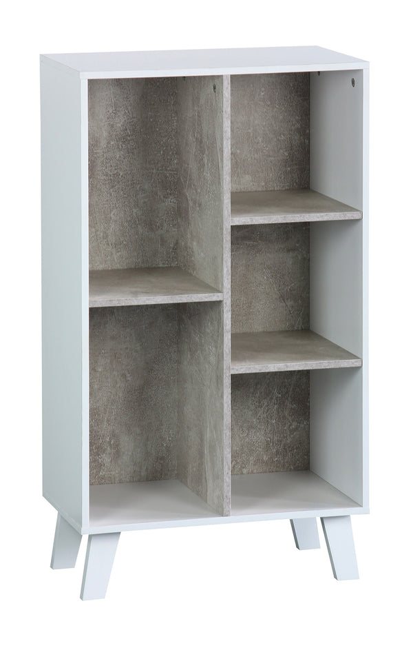 acquista Libreria 5 Ripiani 50x30x90 cm in Pannello Truciolare Bianco/Cemento