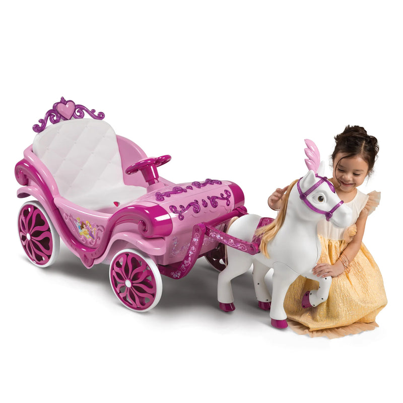 Carrozza Elettrica per Bambine 132x72x87 cm 6v con Licenza Disney Princess -2