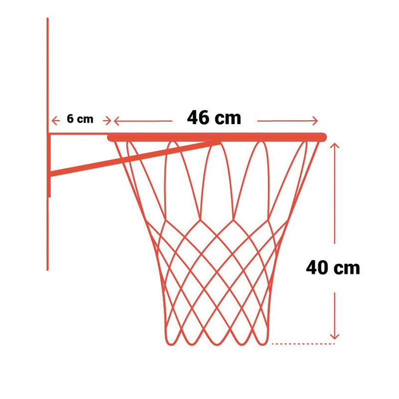 Canestro da Basket Ø 46 cm in Metallo Regolamentare USA Rosso-3