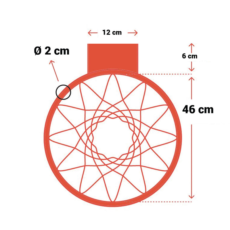 Canestro da Basket Ø 46 cm in Metallo Regolamentare USA Rosso-4