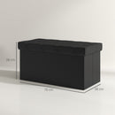 Panca Contenitore Pieghevole 84L 76x38x38 cm in Finta Pelle Nero-3