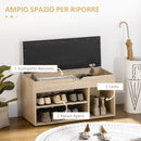 Scarpiera Salvaspazio Imbottita con Spazio a Scomparsa 80x30x45 cm in Legno e Pelle PU Colore Legno  -5