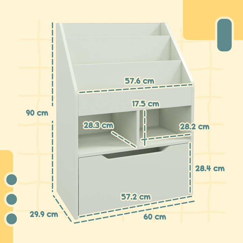 Libreria per Bambini con Ripiani Mensole e Cassetto 60x29,9x90 cm in MDF Verde -3