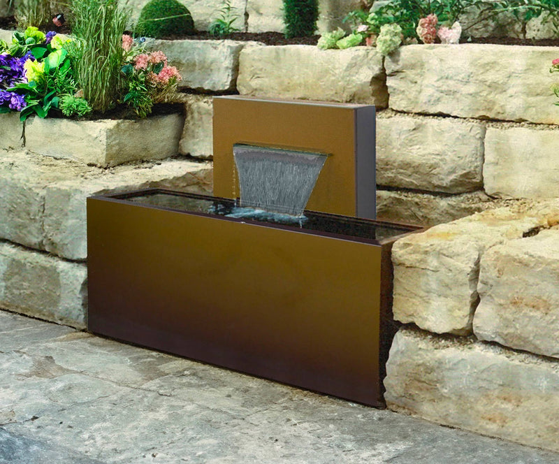 Fontana a Cascata da Giardino 100x45xH90 cm in Metallo con Pompa Corten-1