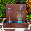 Fontana a Cascata da Giardino 190x80xH180 cm in Metallo con Pompa Corten-1