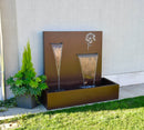 Fontana a Cascata da Giardino 190x80xH180 cm in Metallo con Pompa Corten-2