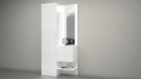 Mobile Ingresso 2 Armadietti e Specchio 90x35x191 cm Kompact Bianco Lucido  -3