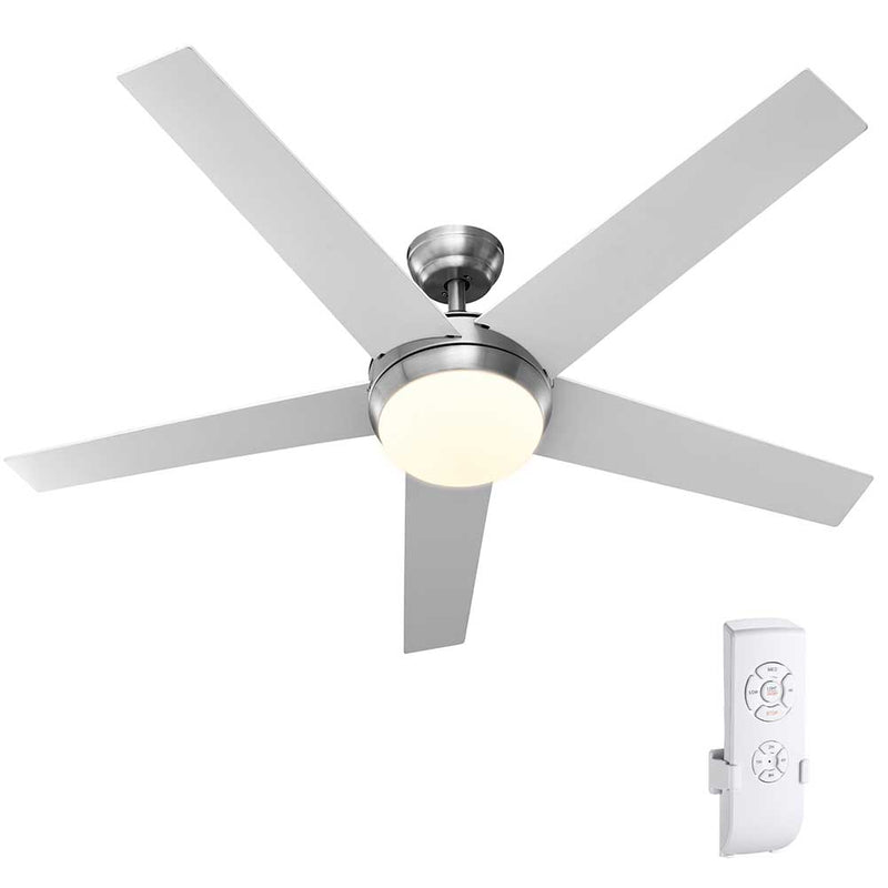 Ventilatore da Soffitto 5 Pale Legno con Lampada Luce LED e Telecomando 132cm-1