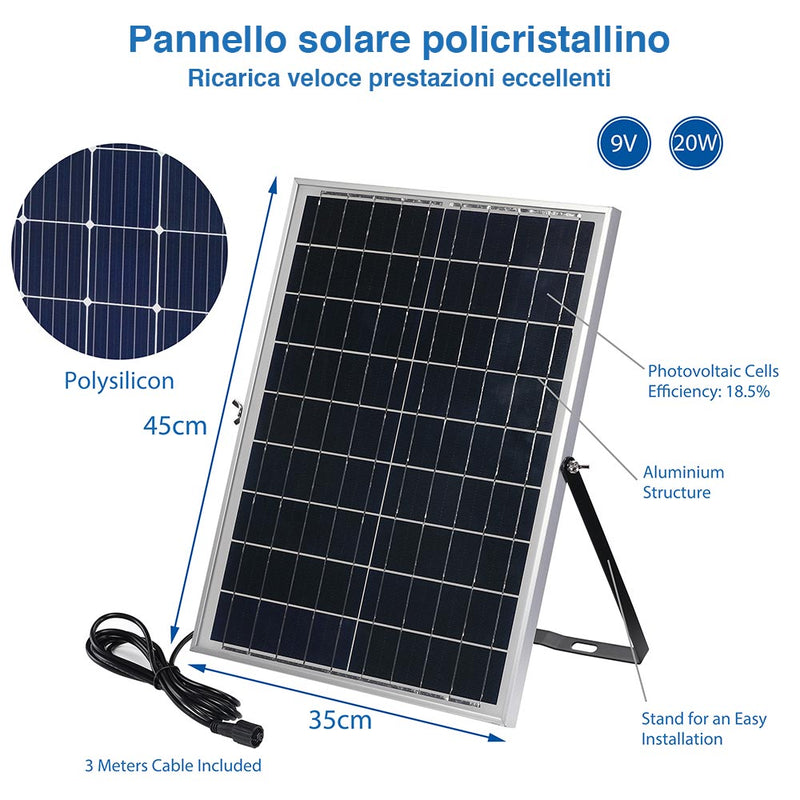 Faro LED 200W Pannello Solare Luce Esterno Alta Luminosita 2000 lm + Telecomando-3